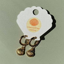 Load image into Gallery viewer, Tiny All Gold Seashell Earrings
