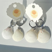 Load image into Gallery viewer, Silver Hoop Seashell Earrings
